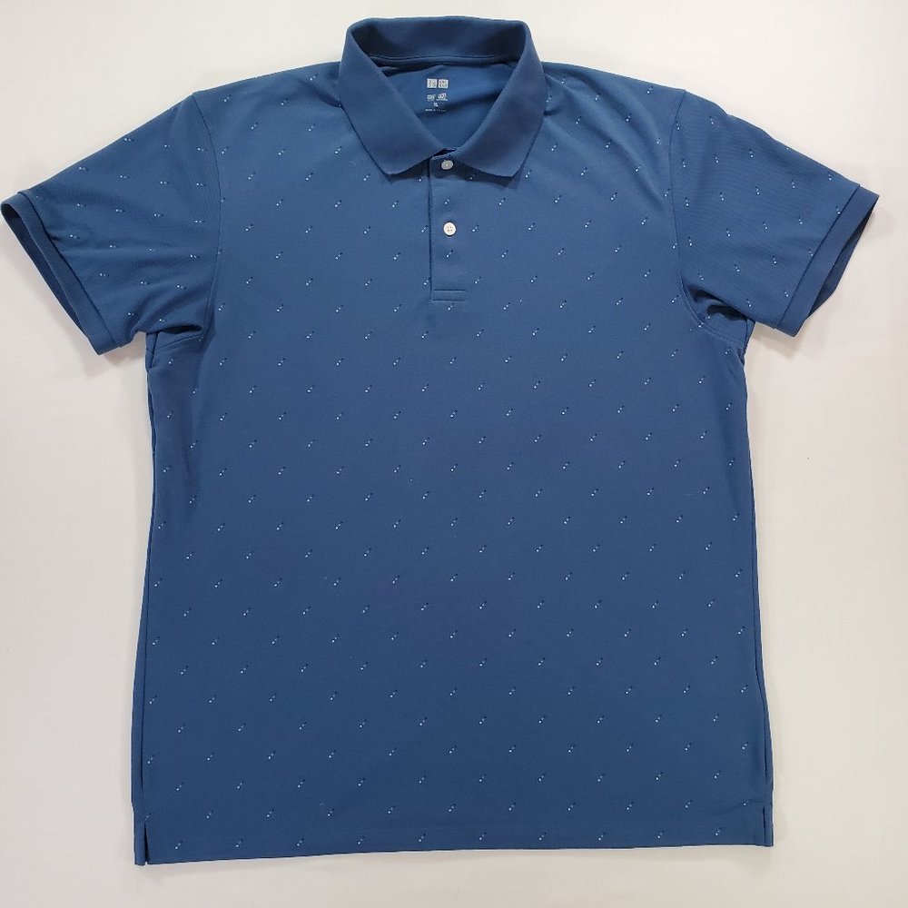 Uniqlo Dry-Ex Shirt Men XL Navy Blue Regular Fit Preppy Casual Performance Polo